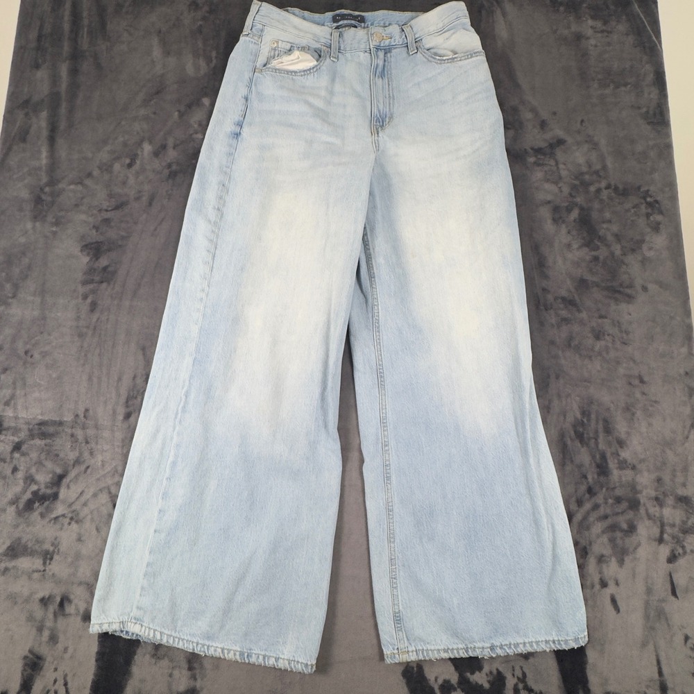 Aeropostale Super Wide Leg Jeans Womens 14 Light Wash High Rise Denim